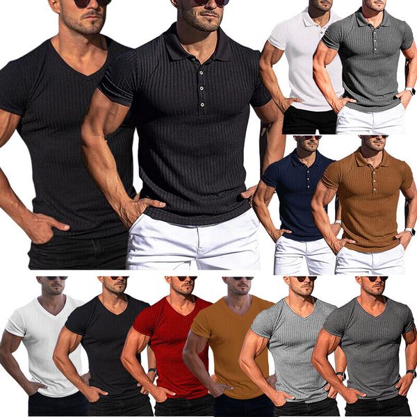 mens v-neck ribbed muscle stretch slim fit short sleeve t-shirt casual tunic, White;black
mens v-neck ribbed muscle stretch slim fit short sleeve t-shirt casual tunic, White;black