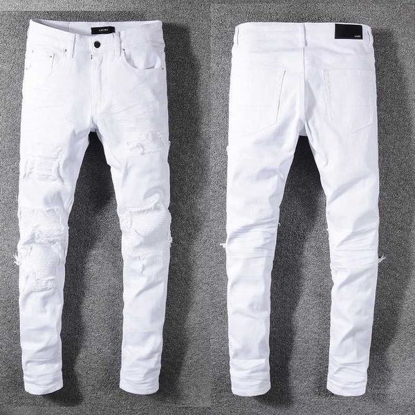men's jeans amirs designer fashion pants cool stylish leisure ripped brand hole patch white elastic slim fit lfk8, Blue
men's jeans amirs designer fashion pants cool stylish leisure ripped brand hole patch white elastic slim fit lfk8, Blue