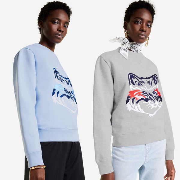maison kitsune designer sweatshirt pullover jumper embroidery round neck pure cotton women's sweater three colors, Black
maison kitsune designer sweatshirt pullover jumper embroidery round neck pure cotton women's sweater three colors, Black