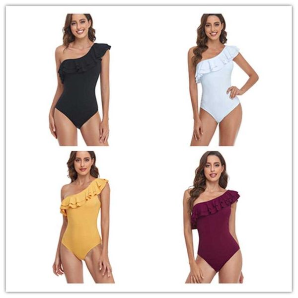 swimwear solid color one shoulder ruffled piece swimsuit womens multicolor, White;black
swimwear solid color one shoulder ruffled piece swimsuit womens multicolor, White;black