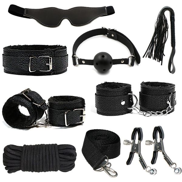 set toys for couples strap-on whip leather handcuffs for session sexules toys gag in mouth exotic accessories sexshop, Black;white
set toys for couples strap-on whip leather handcuffs for session sexules toys gag in mouth exotic accessories sexshop, Black;white