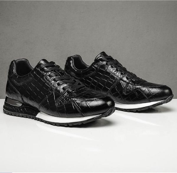 high grade men genuine leather casual daily sneakers crocodile leather men comfortable outdoor walking shoes d2a11, Black
high grade men genuine leather casual daily sneakers crocodile leather men comfortable outdoor walking shoes d2a11, Black
