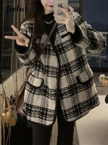 womens jackets jielur french style tweed women autumn winter elegant lady retro casual cardigan warm plaid coat female chic sxxl 230214, Black;brown
womens jackets jielur french style tweed women autumn winter elegant lady retro casual cardigan warm plaid coat female chic sxxl 230214, Black;brown