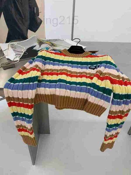 women's knits & tees designer version autumn and winter new rainbow stripe twisted short knitted sweater u359, White
women's knits & tees designer version autumn and winter new rainbow stripe twisted short knitted sweater u359, White