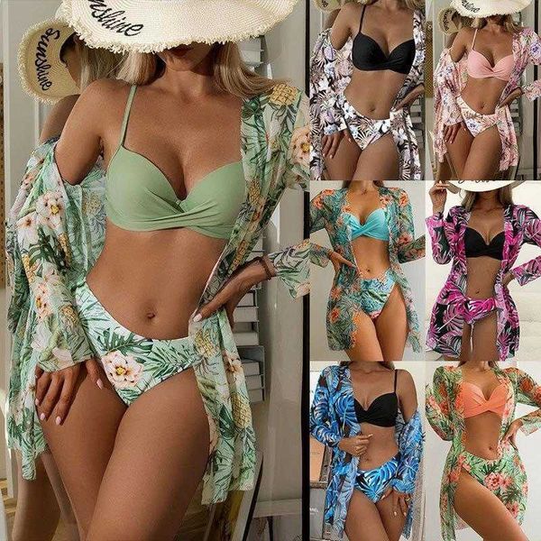 printed mesh shawl swimsuit high waist kimono blouse three piece bikini, White;black
printed mesh shawl swimsuit high waist kimono blouse three piece bikini, White;black