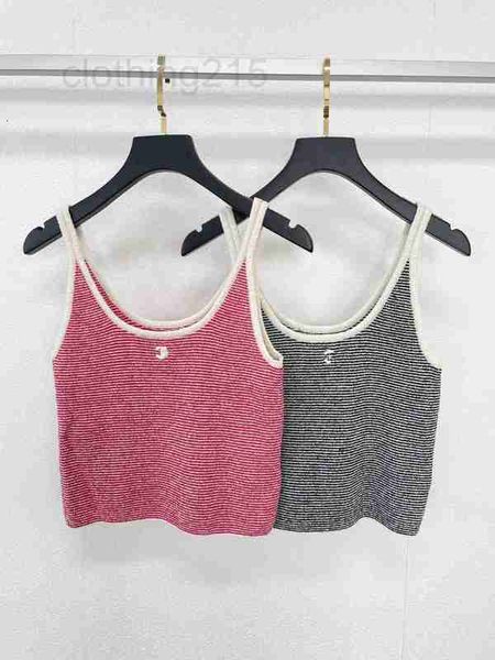 women's tanks & camis designer 23 years early spring new contrast striped embroidery knitted sling sh23, White
women's tanks & camis designer 23 years early spring new contrast striped embroidery knitted sling sh23, White