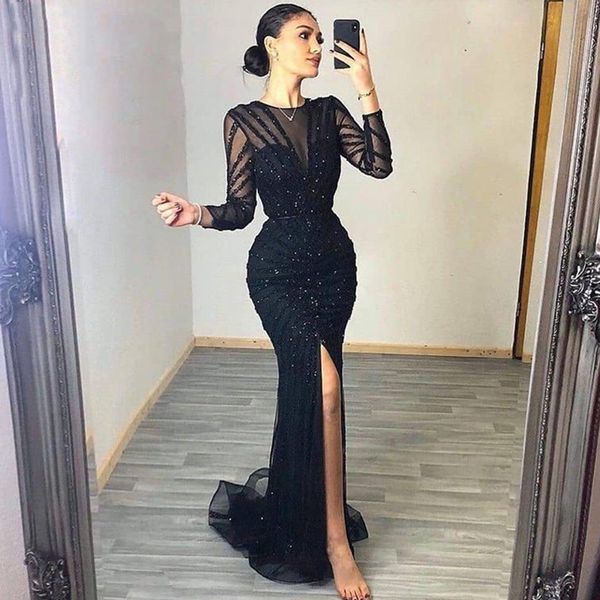 mermaid evening dresses long luxury 2023 dubai side split long sleeve beading sequined formal evening party dress, Black;red
mermaid evening dresses long luxury 2023 dubai side split long sleeve beading sequined formal evening party dress, Black;red