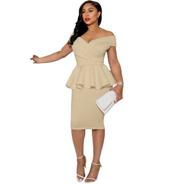 women work dresses vintage ruffle peplum bodycon ol midi dresses pencil office dress wrap v neck club evening party dress, White;black
women work dresses vintage ruffle peplum bodycon ol midi dresses pencil office dress wrap v neck club evening party dress, White;black