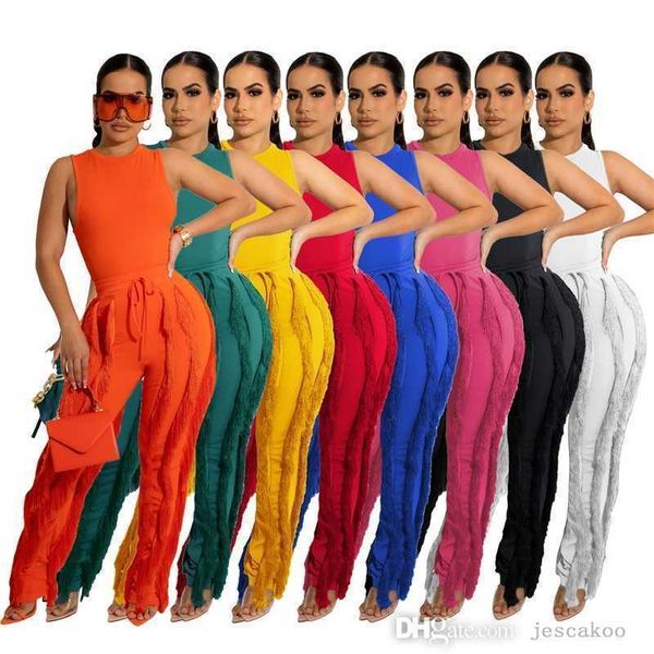 designer women tassel 2 piece pants set summer sleeveless tank vest and drawstring trousers matching outfits, White
designer women tassel 2 piece pants set summer sleeveless tank vest and drawstring trousers matching outfits, White
