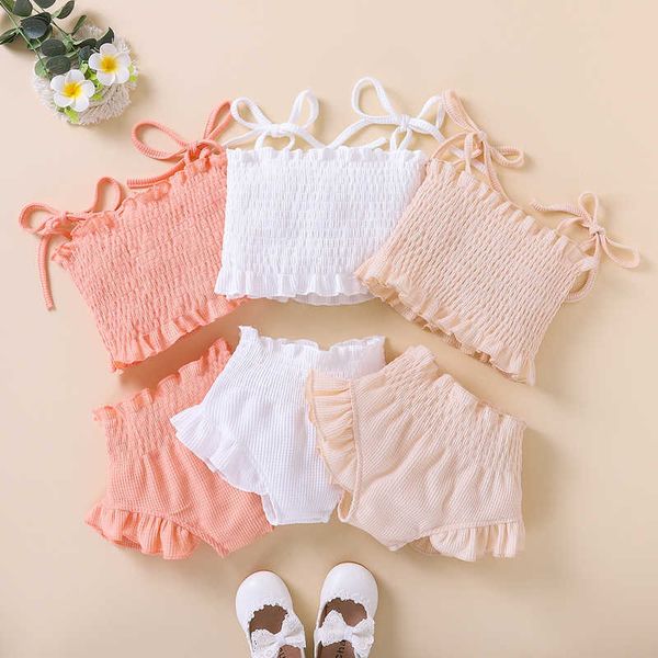 clothing sets summer infant girls outfits clothes set tieup spaghetti strap sleeveless ruched solid tank shorts fashion kids suit, White
clothing sets summer infant girls outfits clothes set tieup spaghetti strap sleeveless ruched solid tank shorts fashion kids suit, White