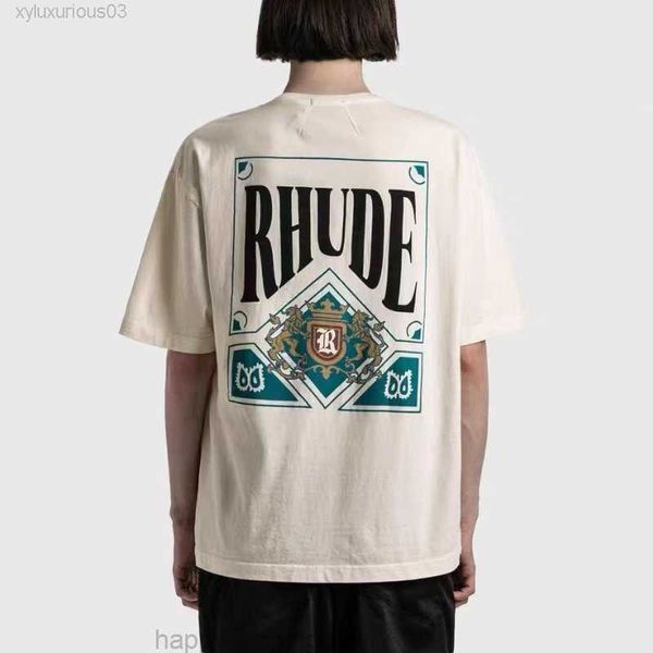 

men's t shirts 2022 summer american fashion rhude card playing printed and women's short sleeve t-shirt, White;black