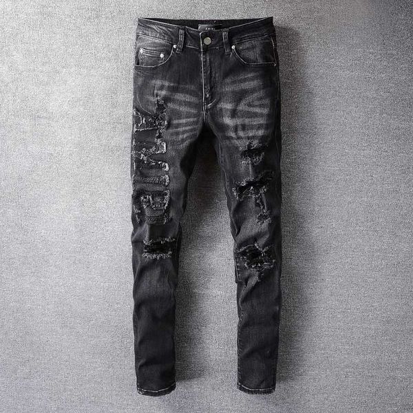 men's jeans amirs designer fashion pants cool stylish leisure ripped brand trendy black letter embroidery elastic large 7tuw, Blue
men's jeans amirs designer fashion pants cool stylish leisure ripped brand trendy black letter embroidery elastic large 7tuw, Blue
