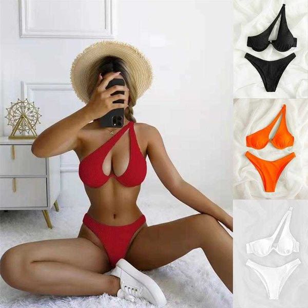 multi color swimsuit womens high waist spring split one shoulder underwire, White;black
multi color swimsuit womens high waist spring split one shoulder underwire, White;black