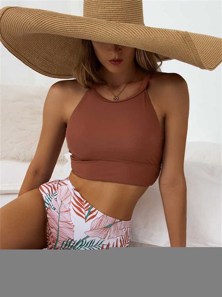 women's swimwear 2022 high waist bikini women swimsuit high neck printed swimwear female bikinis set padded beachwear leaves bathing su, White;black
women's swimwear 2022 high waist bikini women swimsuit high neck printed swimwear female bikinis set padded beachwear leaves bathing su, White;black