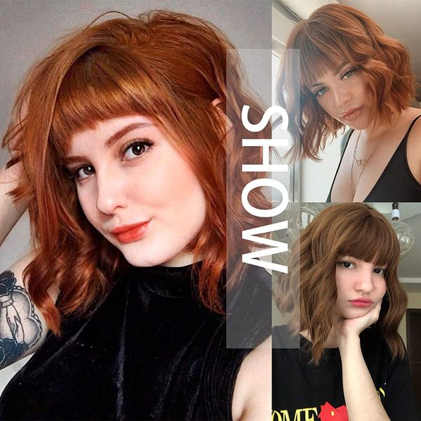 short ombre blonde wigs wavy bob wig with bangs women's synthetic curly pastel bob wig for girl colorful cosplay wigs, Black
short ombre blonde wigs wavy bob wig with bangs women's synthetic curly pastel bob wig for girl colorful cosplay wigs, Black
