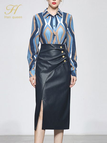 two piece dress h han queen women autumn casual work 2 pieces set single-breasted print blouses vintage pu pencil skirt korean chic skirt su, White
two piece dress h han queen women autumn casual work 2 pieces set single-breasted print blouses vintage pu pencil skirt korean chic skirt su, White