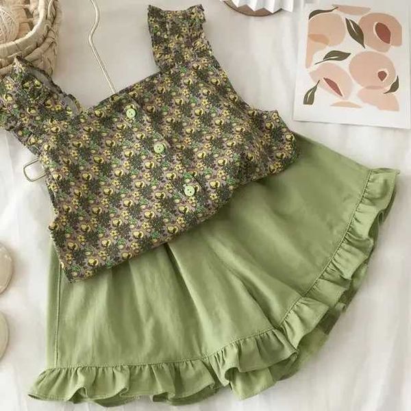 clothing summer sleeveless green floral girls set new floarl printed ruffle shorts pcs casual children clothes kids sets, White
clothing summer sleeveless green floral girls set new floarl printed ruffle shorts pcs casual children clothes kids sets, White