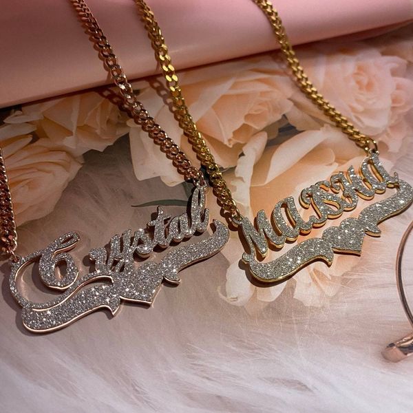 pendant necklaces customized name for women personalized bling sticker letter jewelry nameplate choker gift 230214, Silver
pendant necklaces customized name for women personalized bling sticker letter jewelry nameplate choker gift 230214, Silver