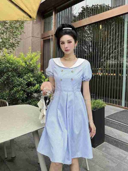 casual dresses designer doll neck dress is crisp and haze with blue white stripes delicate hardware pearl buttons akgc, Black;gray
casual dresses designer doll neck dress is crisp and haze with blue white stripes delicate hardware pearl buttons akgc, Black;gray