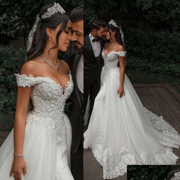 2023 garden wedding dresses bridal gown tulle off the shoulder lace applique beaded ruched pleats sweep train long sleeves country custom pl, White
2023 garden wedding dresses bridal gown tulle off the shoulder lace applique beaded ruched pleats sweep train long sleeves country custom pl, White