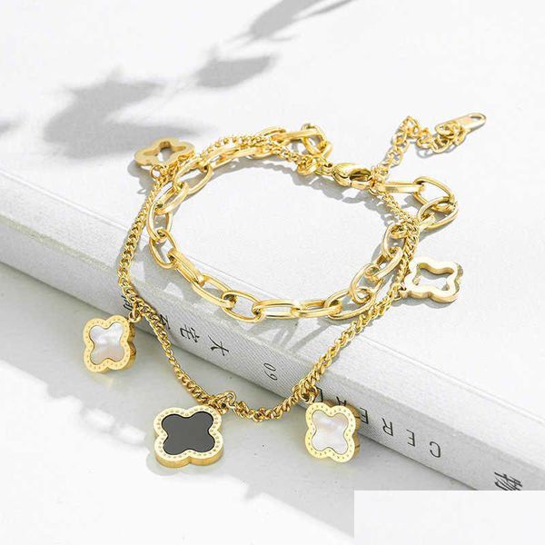 van clover bracelet designer bangle charm bracelets classic design four leaf stainless steel lucky women gift jewelry drop delivery dhe1f, Black
van clover bracelet designer bangle charm bracelets classic design four leaf stainless steel lucky women gift jewelry drop delivery dhe1f, Black