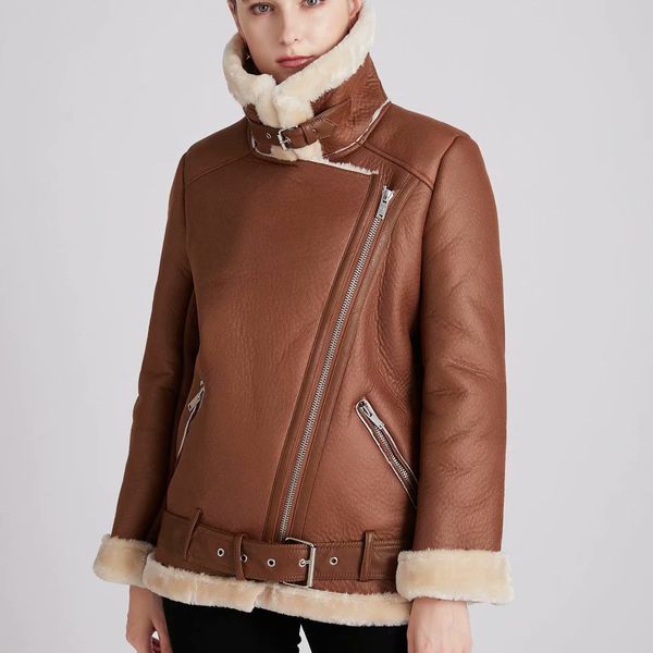 women fur collar coat leather stitching design sense fashion casual elegant coats jacket faux leather lapel, Black
women fur collar coat leather stitching design sense fashion casual elegant coats jacket faux leather lapel, Black