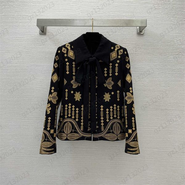 gold embroidery jacket lapels long sleeves slim jacket designer fashion brand casual short style outerwear womens clothing, Black;brown
gold embroidery jacket lapels long sleeves slim jacket designer fashion brand casual short style outerwear womens clothing, Black;brown