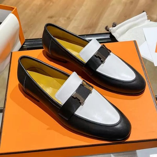 luxury brand formal casual shoes leather women's flat bottom classic fashion h metal buckle color matching neutral comfortable lazy sho, Black
luxury brand formal casual shoes leather women's flat bottom classic fashion h metal buckle color matching neutral comfortable lazy sho, Black