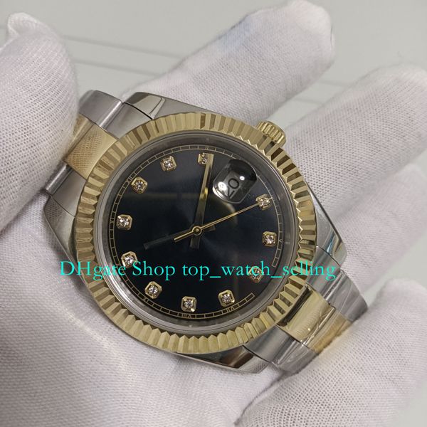 8 color automatic watches with box for men's 41mm 18k yellow gold/ss black diamond dial date two tone bracelet asia 2813 movement mecha, Slivery;golden
8 color automatic watches with box for men's 41mm 18k yellow gold/ss black diamond dial date two tone bracelet asia 2813 movement mecha, Slivery;golden