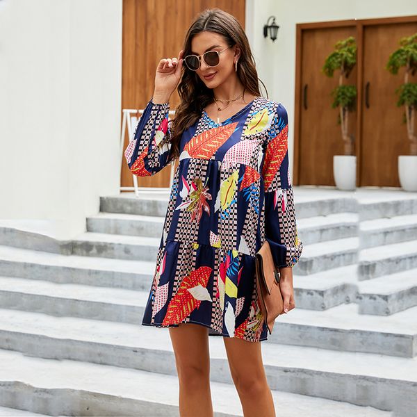 casual dresses autumn 2022 new leaf print dress long-sleeved v-neck mini boho beach dress, Black;gray
casual dresses autumn 2022 new leaf print dress long-sleeved v-neck mini boho beach dress, Black;gray