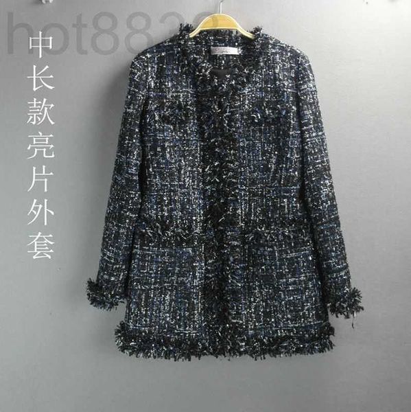 women's wool & blends designer spring women fashion celebrity small fragrance medium long woolen sequin slimming coat d5d0, Black
women's wool & blends designer spring women fashion celebrity small fragrance medium long woolen sequin slimming coat d5d0, Black