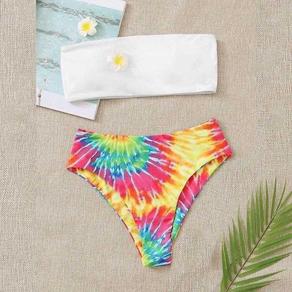 fashion printed tie dye tube split swimsuit high waist triangle bikini, White;black
fashion printed tie dye tube split swimsuit high waist triangle bikini, White;black