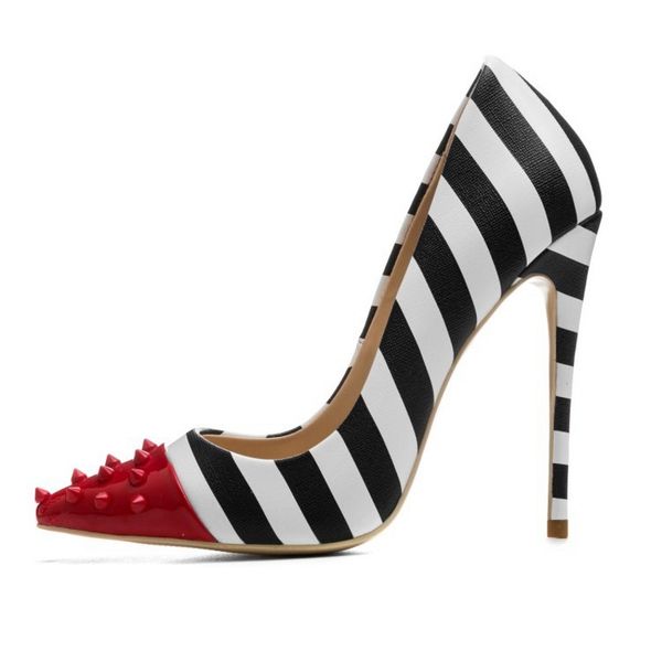 2023 stripe rivets wedding bridal shoes fashion pointed toe high heeled lady mary jane shoes, Black
2023 stripe rivets wedding bridal shoes fashion pointed toe high heeled lady mary jane shoes, Black