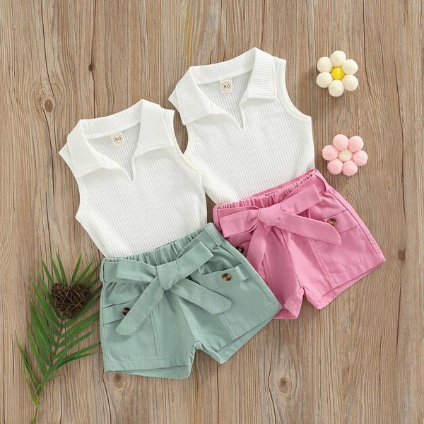 clothing sets fashion summer baby outfit suit sleeveless ribbed plain lapel tanksplain shorts with waist belt toddler girls clothes set, White
clothing sets fashion summer baby outfit suit sleeveless ribbed plain lapel tanksplain shorts with waist belt toddler girls clothes set, White