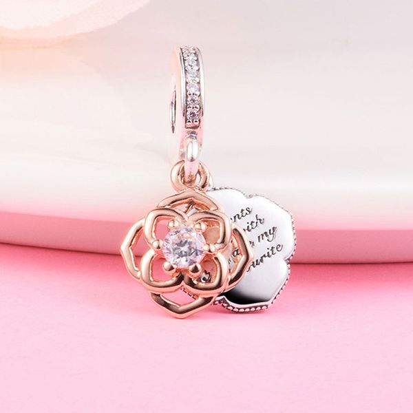 925 sterling silver two-tone rose dangle bead fits european jewelry pandora style charm bracelets, Black
925 sterling silver two-tone rose dangle bead fits european jewelry pandora style charm bracelets, Black