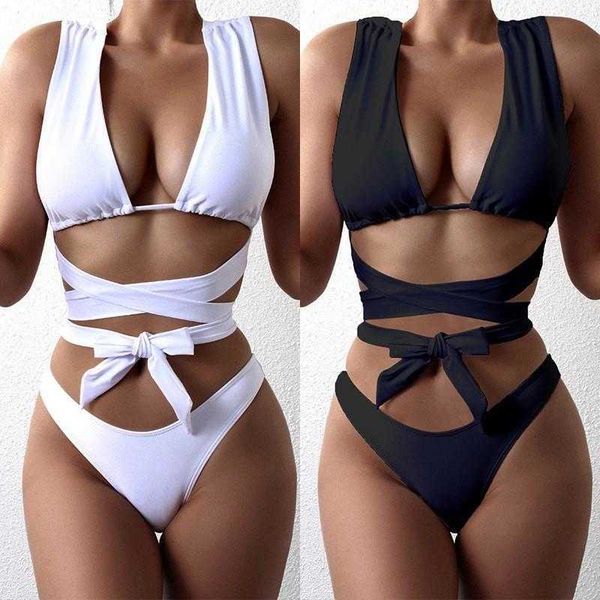 swimsuit womens vacation three point bikini split two piece suit black strap, White;black
swimsuit womens vacation three point bikini split two piece suit black strap, White;black