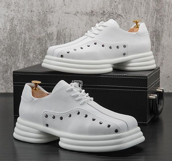 men platform rivets leather shoes square toes sneakers fashion casual little white shoe breathable non-slip toe lace-up flats comfort sports, Black
men platform rivets leather shoes square toes sneakers fashion casual little white shoe breathable non-slip toe lace-up flats comfort sports, Black