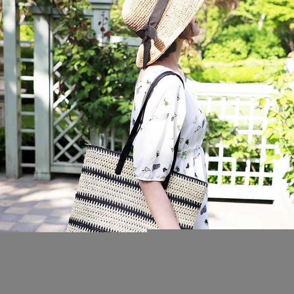 casual striped large straw tote bag simple paper woven women shoulder bags summer beach handbags holiday sea big shopper purses 230214
casual striped large straw tote bag simple paper woven women shoulder bags summer beach handbags holiday sea big shopper purses 230214