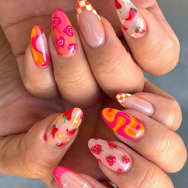 false nails 24pcs almond with cute heart strawberry chili design french checkerboard abs press on wearable manicure tips 230214, Red;gold
false nails 24pcs almond with cute heart strawberry chili design french checkerboard abs press on wearable manicure tips 230214, Red;gold