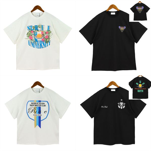 he racing club tees men's t-shirts summer print cotton loose casual short sleeved t shirt for men and women tee, White;black