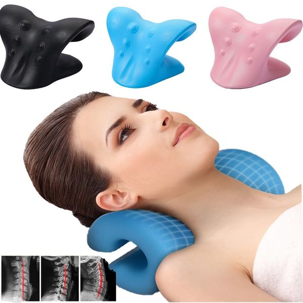 

massaging neck pillowws shoulder stretcher relaxer cervical chiropractic traction device pillow for pain relief spine alignment gift 230214