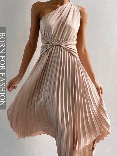 casual dresses chic satin one shoulder party midi women sleeveless irregular pleated evening long luxury femme vestidos robe 230214, Black;gray
casual dresses chic satin one shoulder party midi women sleeveless irregular pleated evening long luxury femme vestidos robe 230214, Black;gray