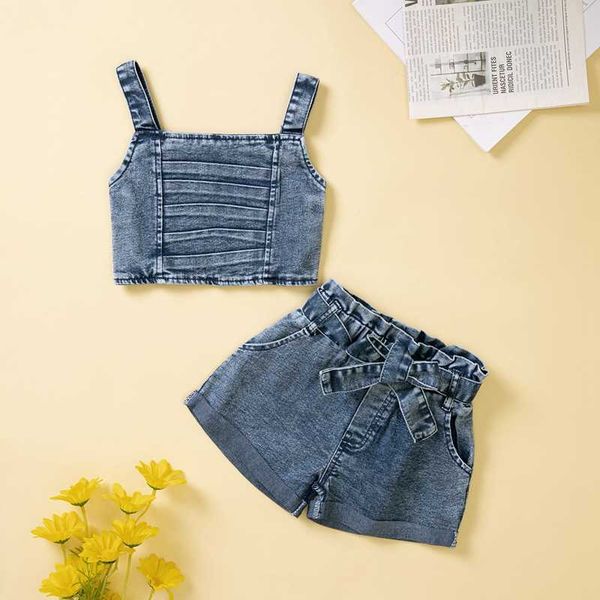 sets fashion summer baby girls clothes set outfits infant pleated tank wideleg denim shorts with waistband pcs clothing, White
sets fashion summer baby girls clothes set outfits infant pleated tank wideleg denim shorts with waistband pcs clothing, White
