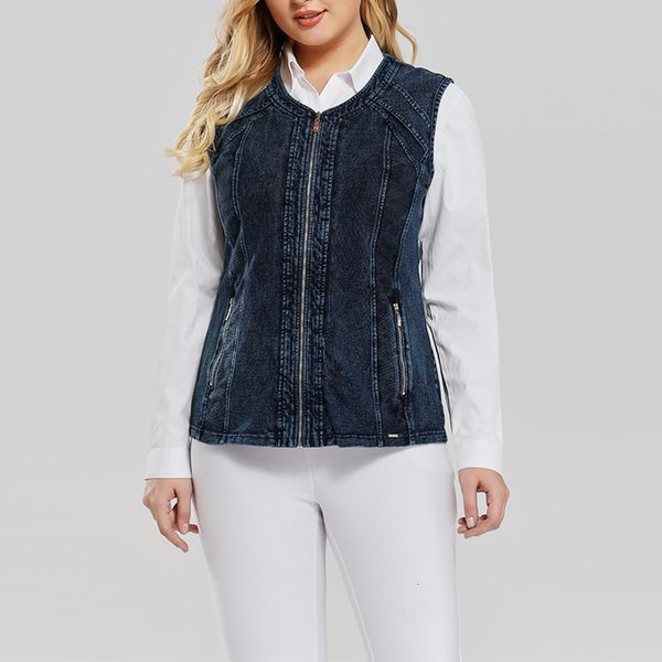 women's vests denim autumn chic elegant for chubby women cotton knitted 230215, Black;white
women's vests denim autumn chic elegant for chubby women cotton knitted 230215, Black;white