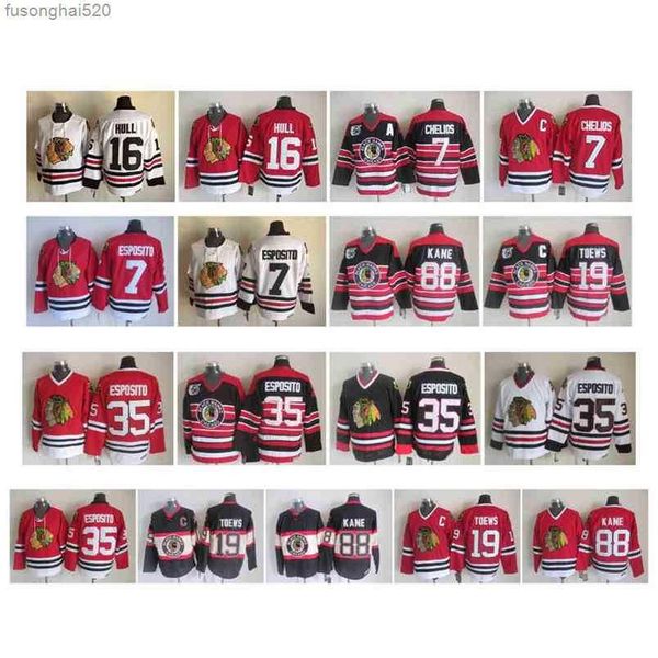 95 vintage chicago blackhawks jersey 35 tony esposito 16 brett hull 3 pierre pilote 7 phil esposito chris chelios 19 toews ccm retro hockey, Black;red
95 vintage chicago blackhawks jersey 35 tony esposito 16 brett hull 3 pierre pilote 7 phil esposito chris chelios 19 toews ccm retro hockey, Black;red