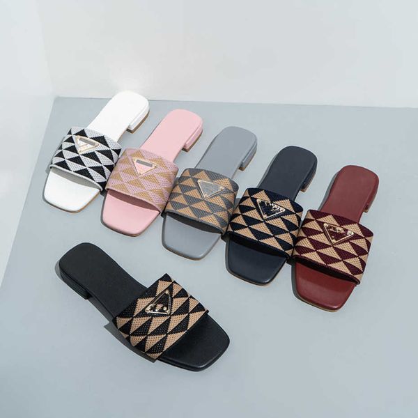 designer women slippers embroidered sandals fabric triangle slides mules knitted slipper womens home flip flops casual summer leather flat s, Black
designer women slippers embroidered sandals fabric triangle slides mules knitted slipper womens home flip flops casual summer leather flat s, Black