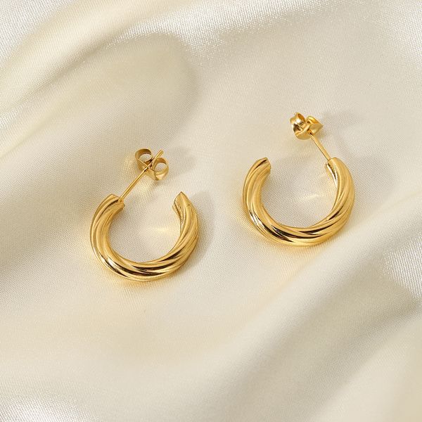 twist hoop earrings popular style earrings 18k gold plated stainless steel twist c shaped earrings pendant female, Golden;silver
twist hoop earrings popular style earrings 18k gold plated stainless steel twist c shaped earrings pendant female, Golden;silver