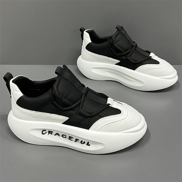 autumn men's shoes running sneakers thick sole sneakers lightweight casual men sneakers walking tennis basketball shoes, Black