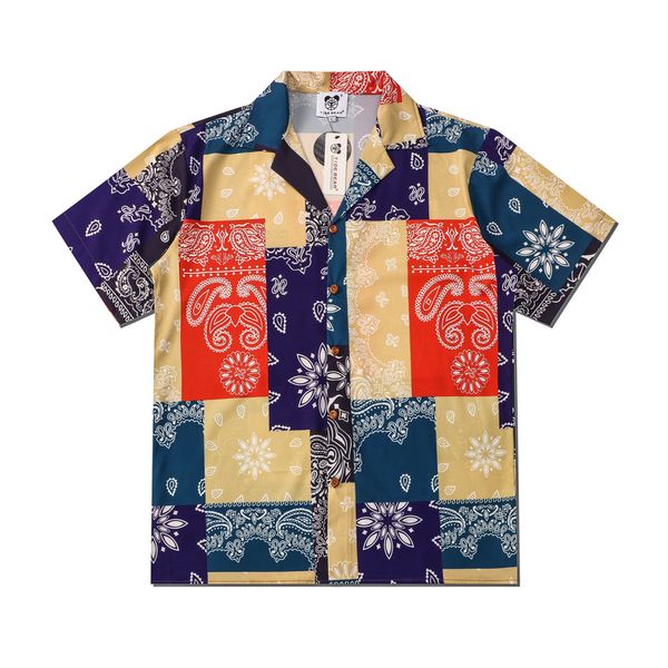 print patchwork short sleeve summer shirts for men streetwear oversized vintage beach clothes, White;black
print patchwork short sleeve summer shirts for men streetwear oversized vintage beach clothes, White;black