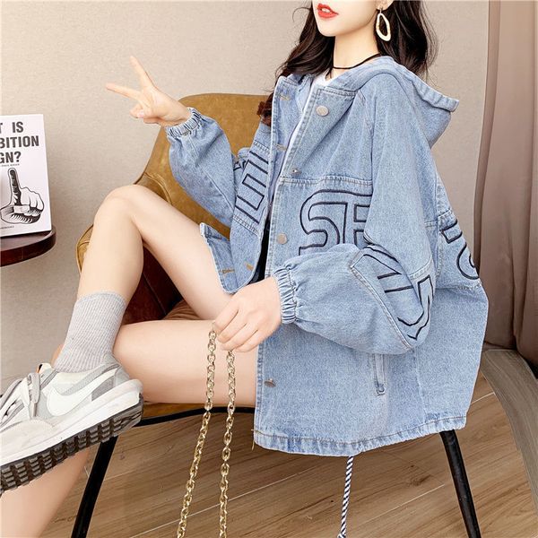 womens jackets spring denim jacket womens loose korean cardigan medium and long hooded age reducing foreign style embroidery 230214, Black;brown
womens jackets spring denim jacket womens loose korean cardigan medium and long hooded age reducing foreign style embroidery 230214, Black;brown